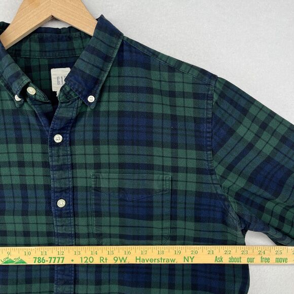 GAP Shirt Mens L Blackwatch Tartan Plaid Oxford Button Up Western Cotton Green - Picture 11 of 13